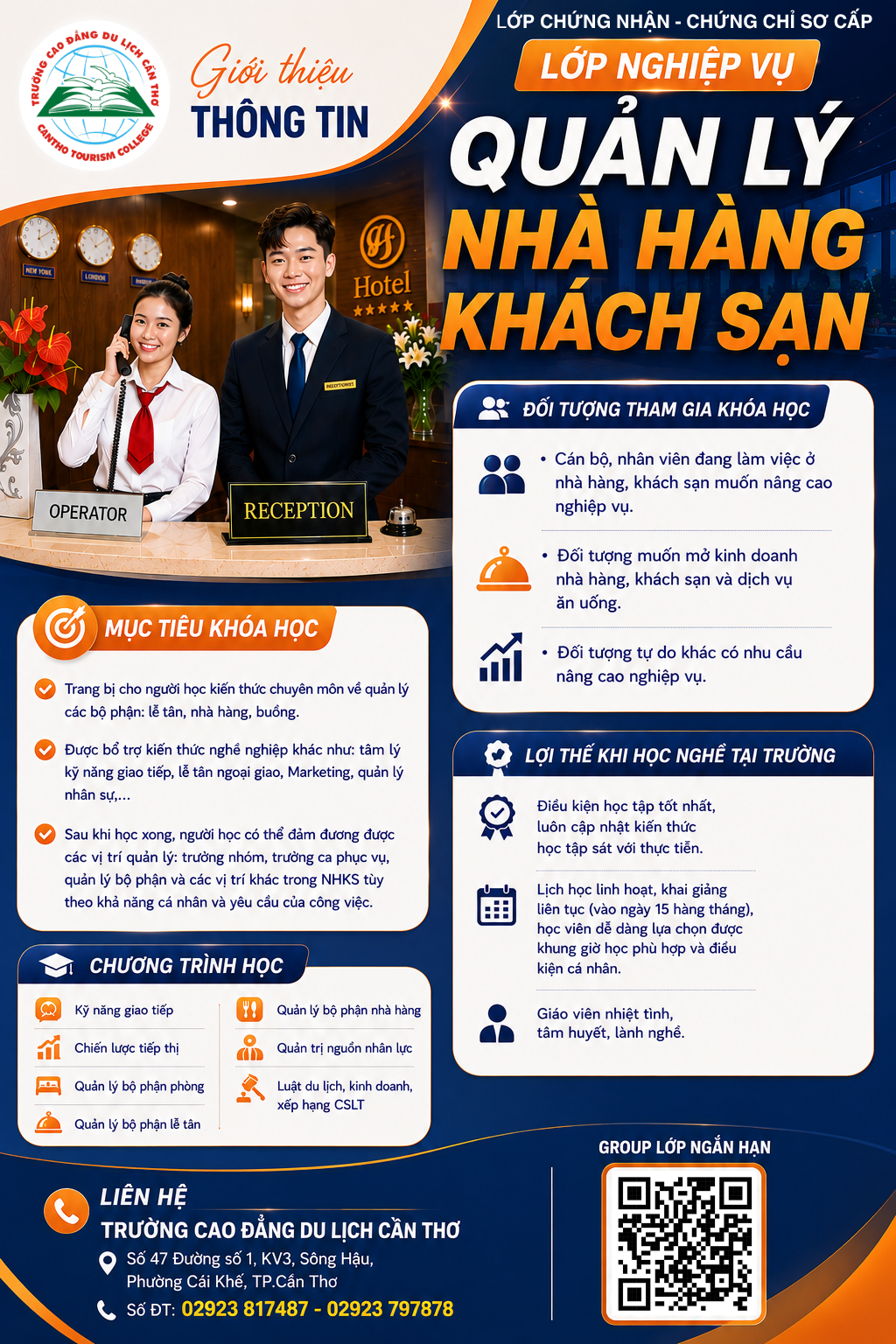 GIỚI THIỆU LỚP Nghiệp vụ quản lý Khách sạn - Chứng nhận/ Chứng chỉ sơ cấp